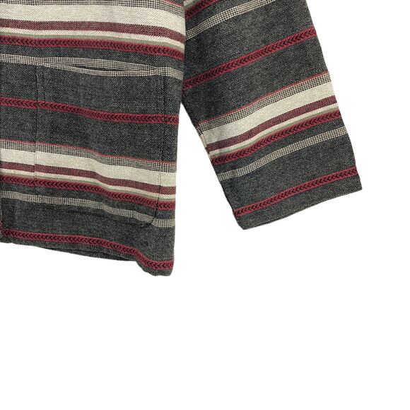 Chicos Design Womens Size 3 US 16 Jacket Cotton Canvas Striped Gray Red - Picture 5 of 16